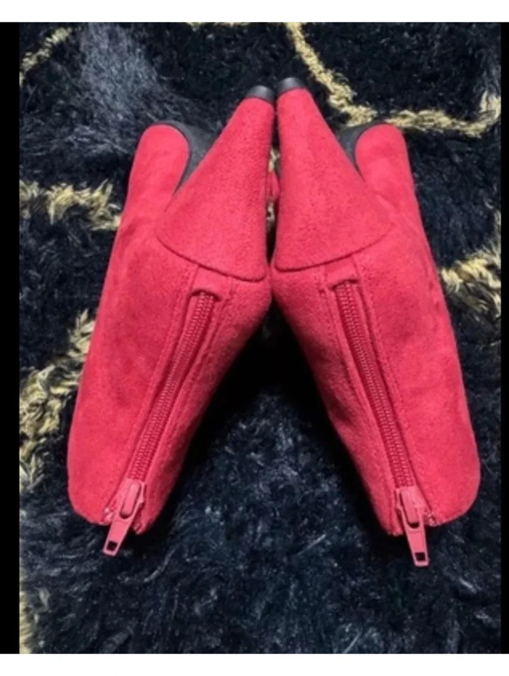 Women's Red Dream Pairs Red Suede Ankle Boots With Zipper Size 5